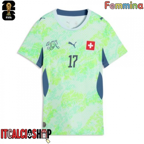 Svizzera Ruben Vargas #17 Seconda Maglia Femmina Mondiali 2026 Manica Corta